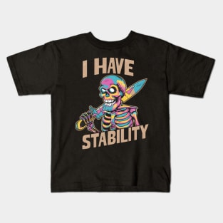 Multi Coloured Skull, I Have Stability Kids T-Shirt